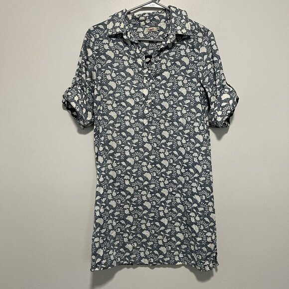 FAHERTY Penny Linen Dress In Blue Indigo Echo Floral Size XS - Picture 2 of 8